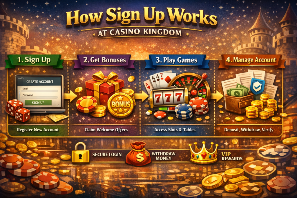 Casino Kingdom Sign Up process illustrated