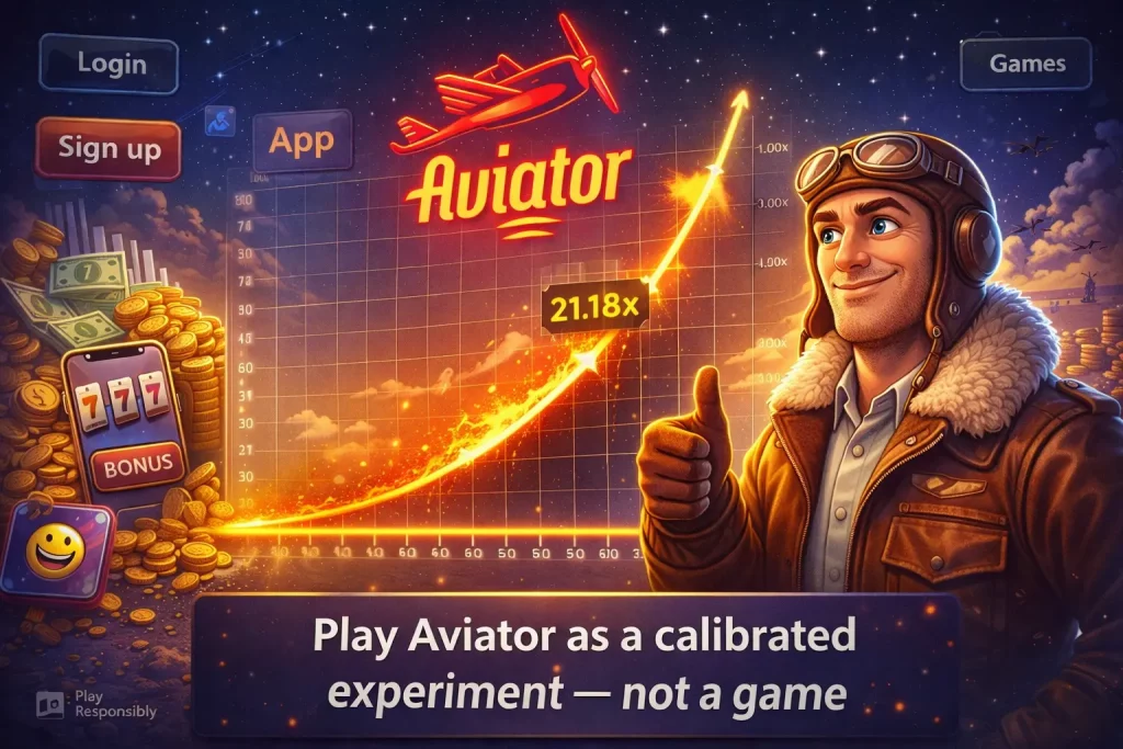 Aviator crash game with rising multiplier graph and pilot illustration symbolizing high-risk gameplay